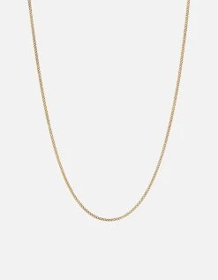 2mm Cuban Chain Necklace, 14k Gold