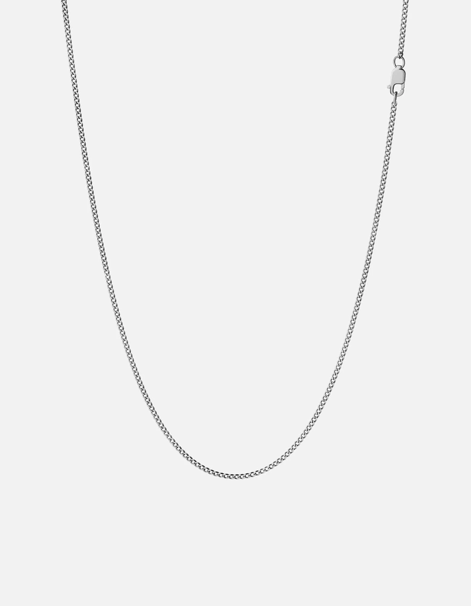 2mm Cuban Chain Necklace, Polished Silver 4 2mm Cuban Chain Necklace, Polished Silver - Image 2
