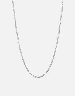3mm Cuban Chain Necklace, Sterling Silver 11 3mm Cuban Chain Necklace, Sterling Silver -Online Fashion Accessories 103 0378 color polishedsilver 01