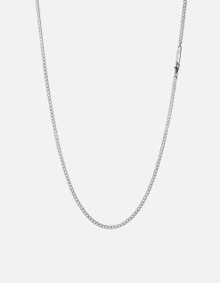 3mm Cuban Chain Necklace, Sterling Silver 12 3mm Cuban Chain Necklace, Sterling Silver -Online Fashion Accessories 103 0378 color polishedsilver 02
