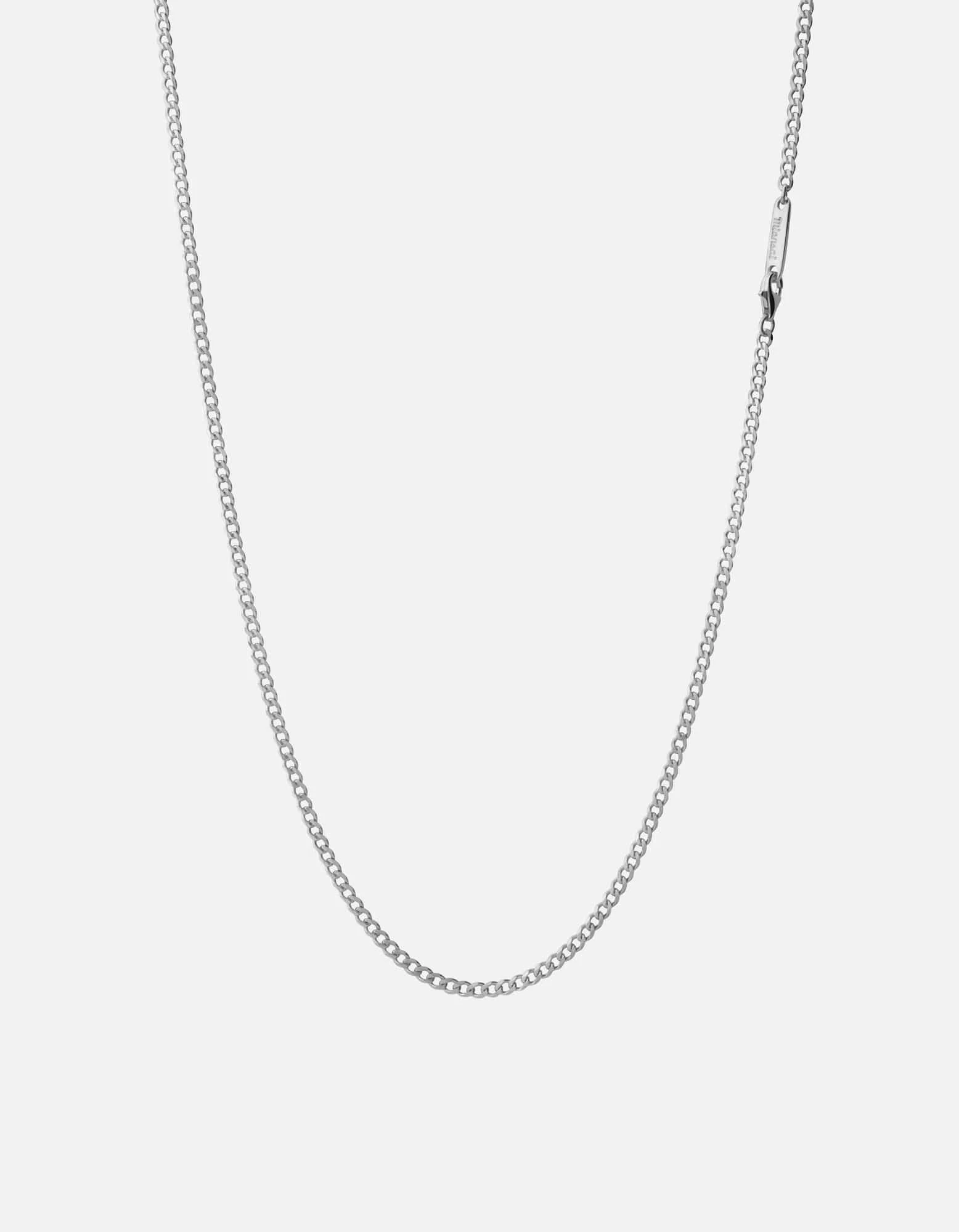 3mm Cuban Chain Necklace, Sterling Silver 7 3mm Cuban Chain Necklace, Sterling Silver - Image 5