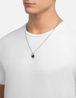 Saint Christopher Surf Necklace, Sterling Silver/Emerald Green -Online Fashion Accessories 103 0382 color emeraldgreenwhite 03