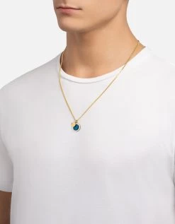 Saint Christopher Surf Necklace, Gold/Caribbean Blue/White -Online Fashion Accessories 103 0389 color goldvermeilcaribbeanbluewhite 03