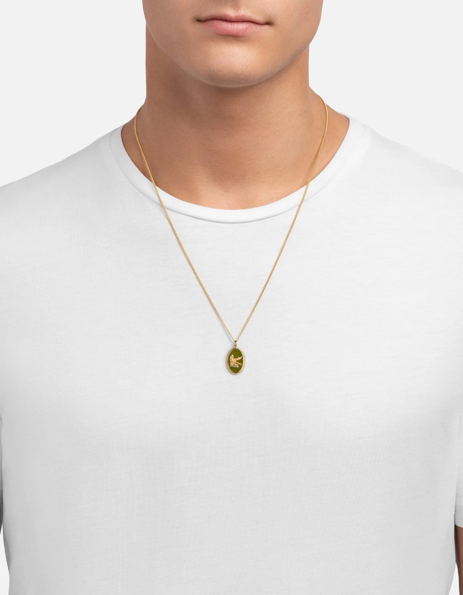 Ma'at Necklace, Gold Vermeil/Sage Enamel 5 Ma'at Necklace, Gold Vermeil/Sage Enamel - Image 3