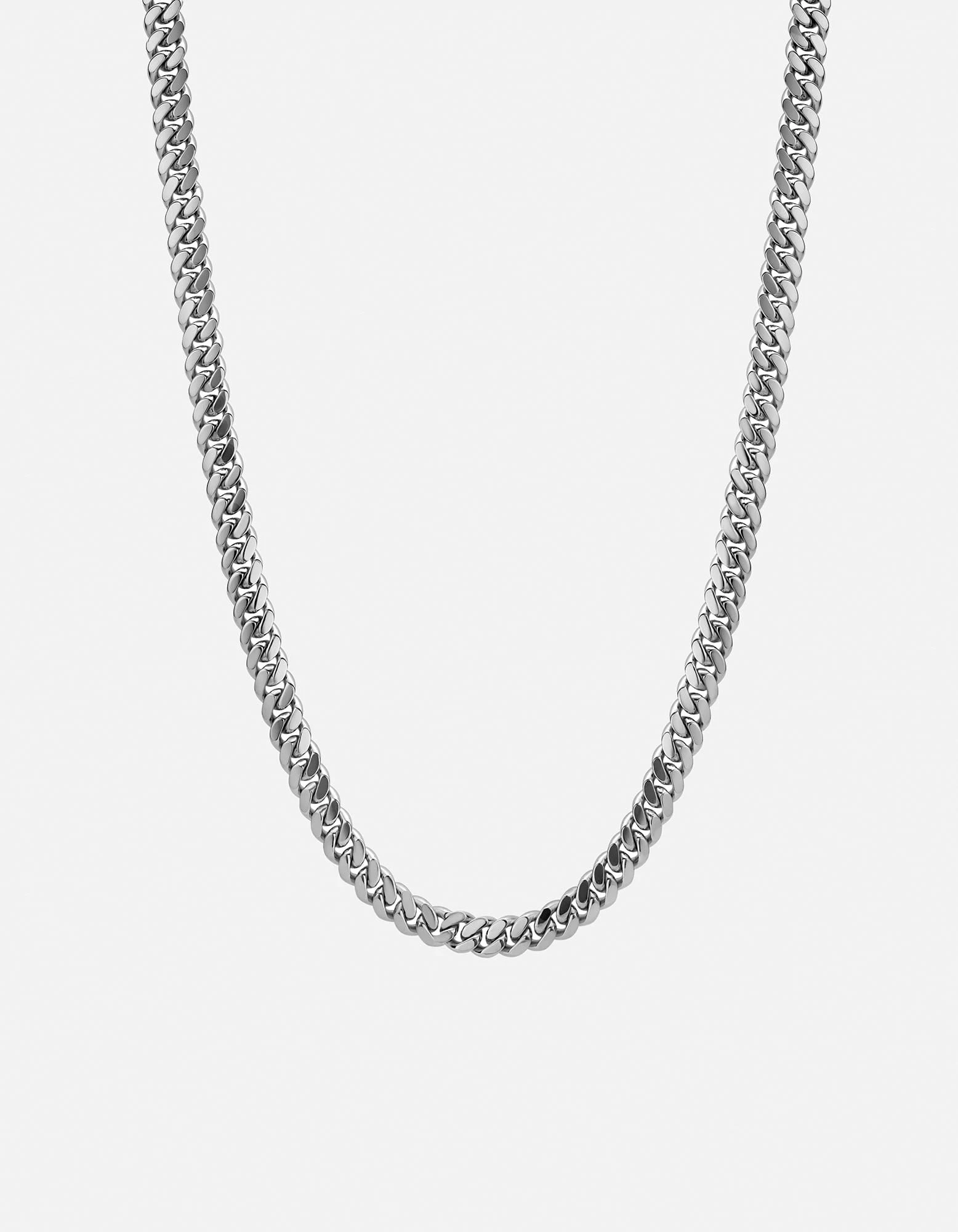 6.5mm Cuban Chain Necklace, Sterling Silver 4 6.5mm Cuban Chain Necklace, Sterling Silver - Image 2