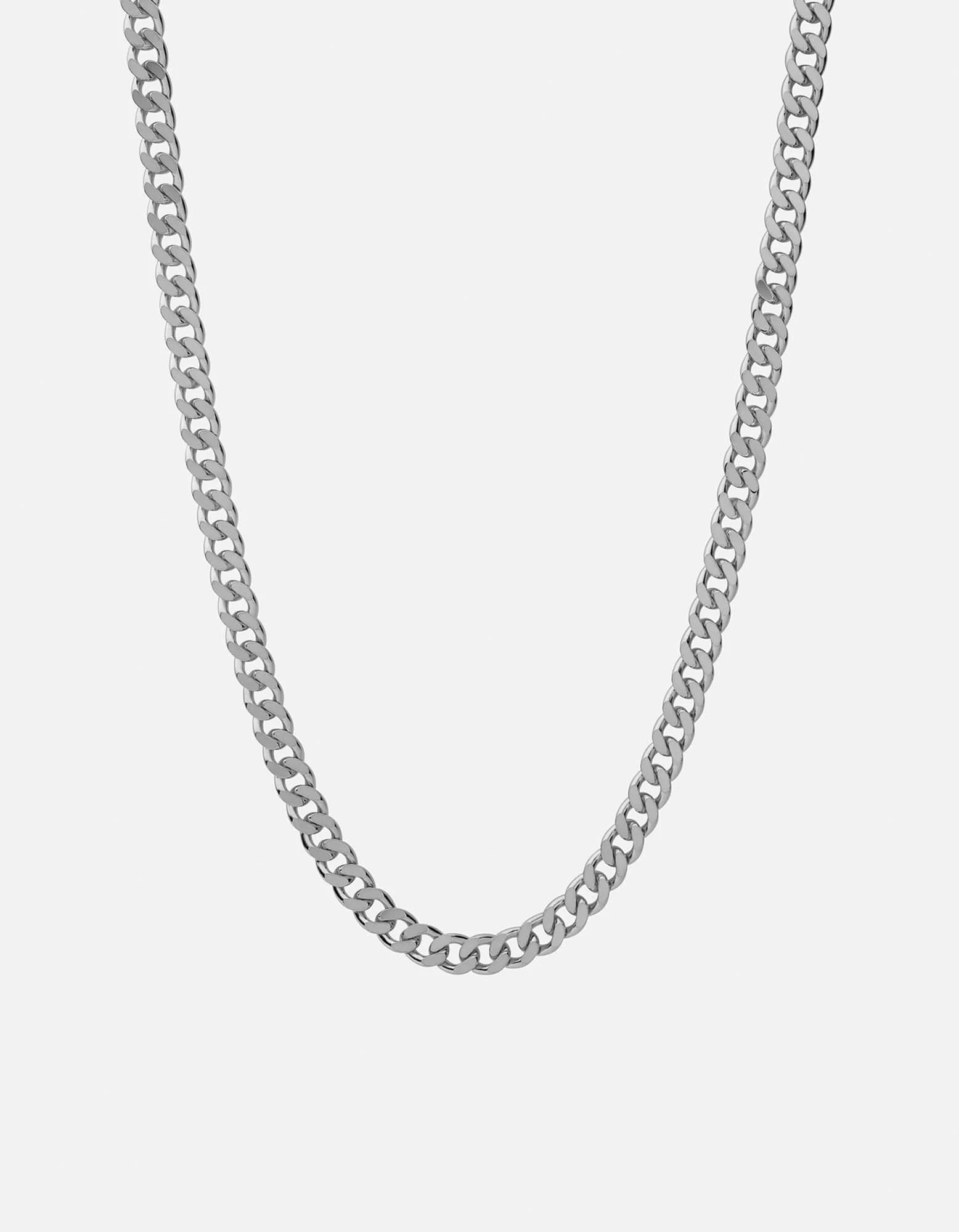 6.5mm Cuban Chain Necklace, Sterling Silver 3 6.5mm Cuban Chain Necklace, Sterling Silver