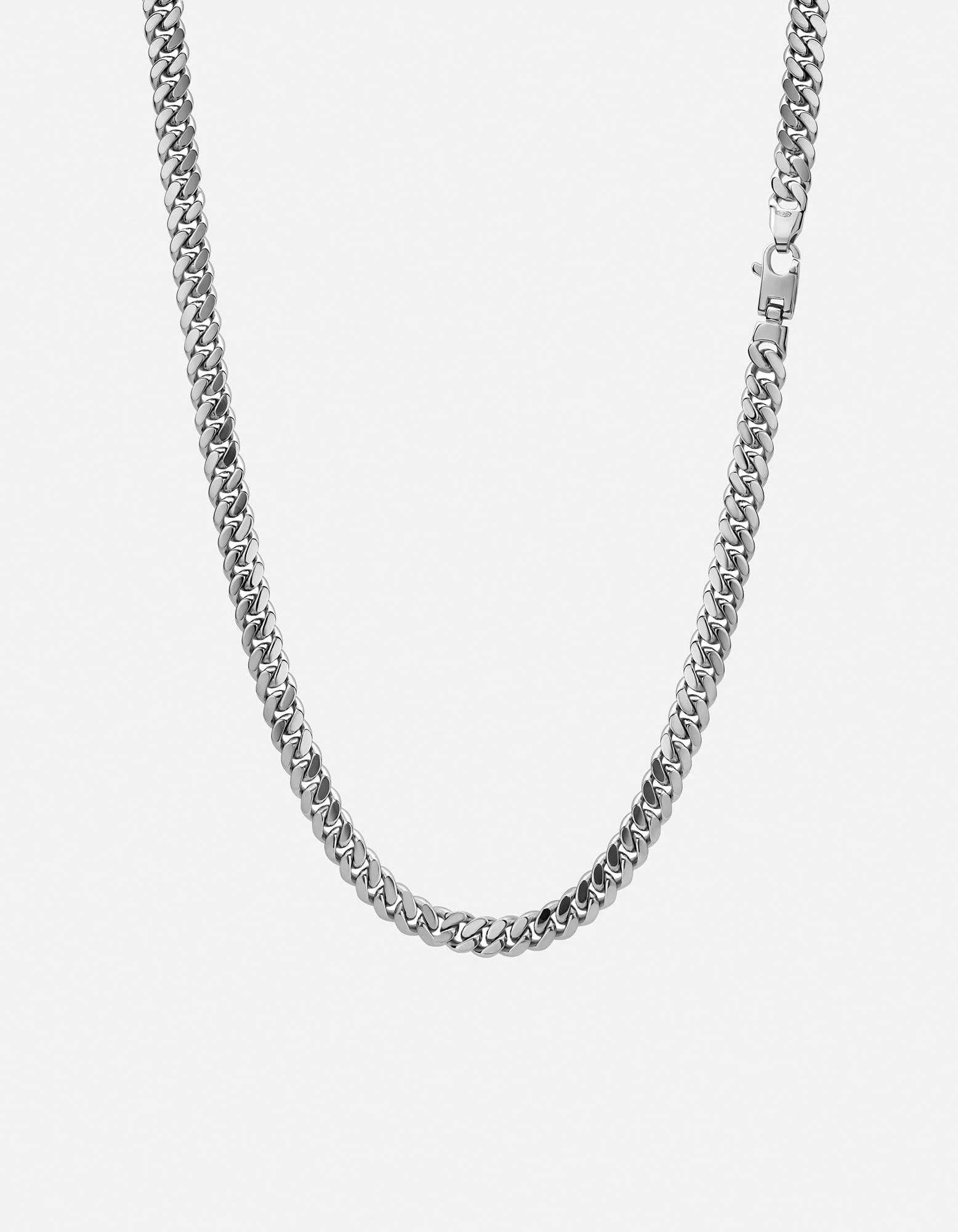 6.5mm Cuban Chain Necklace, Sterling Silver 5 6.5mm Cuban Chain Necklace, Sterling Silver - Image 3