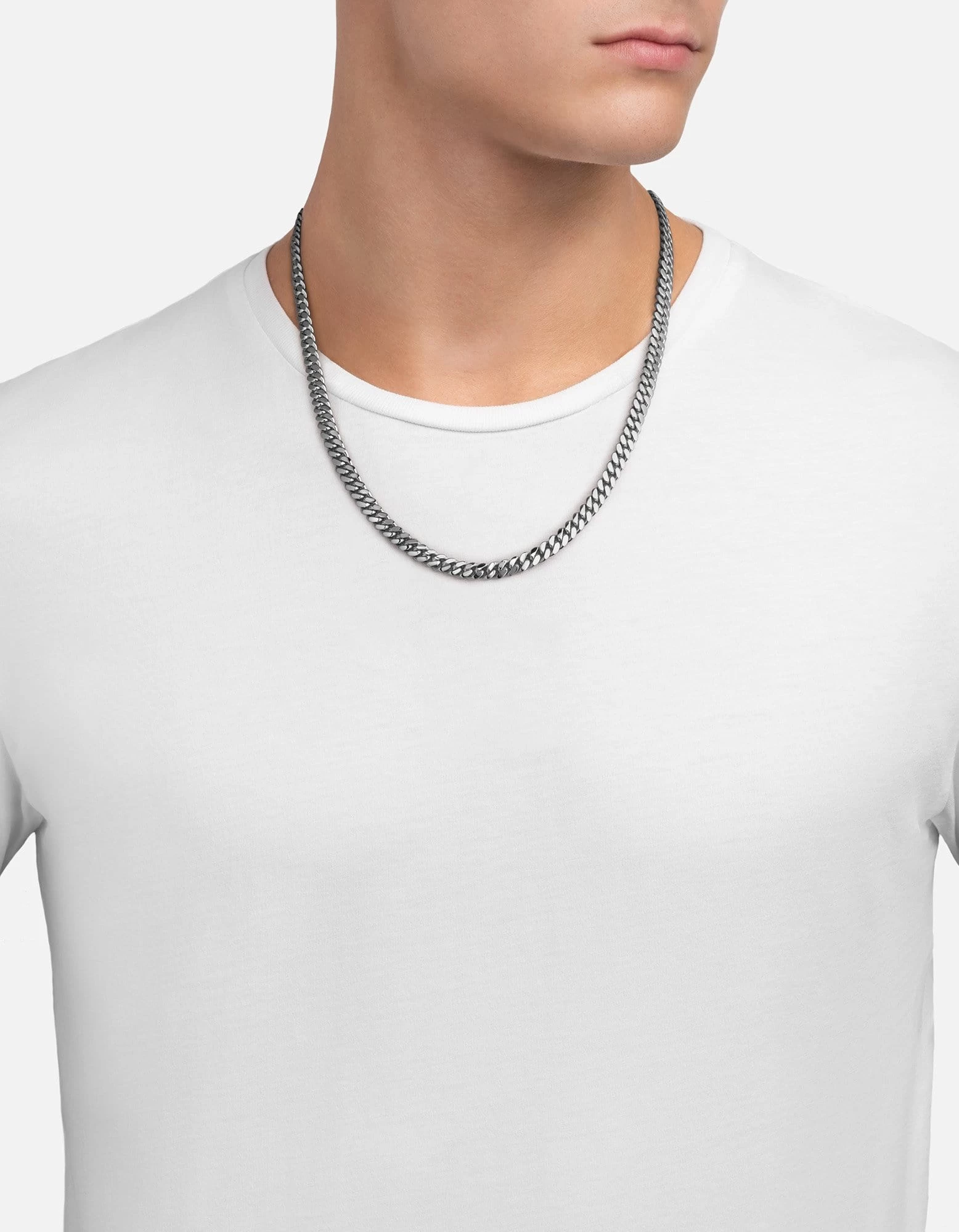 6.5mm Cuban Chain Necklace, Sterling Silver 6 6.5mm Cuban Chain Necklace, Sterling Silver - Image 4