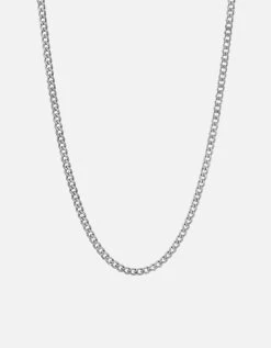 4mm Cuban Chain Necklace, Sterling Silver