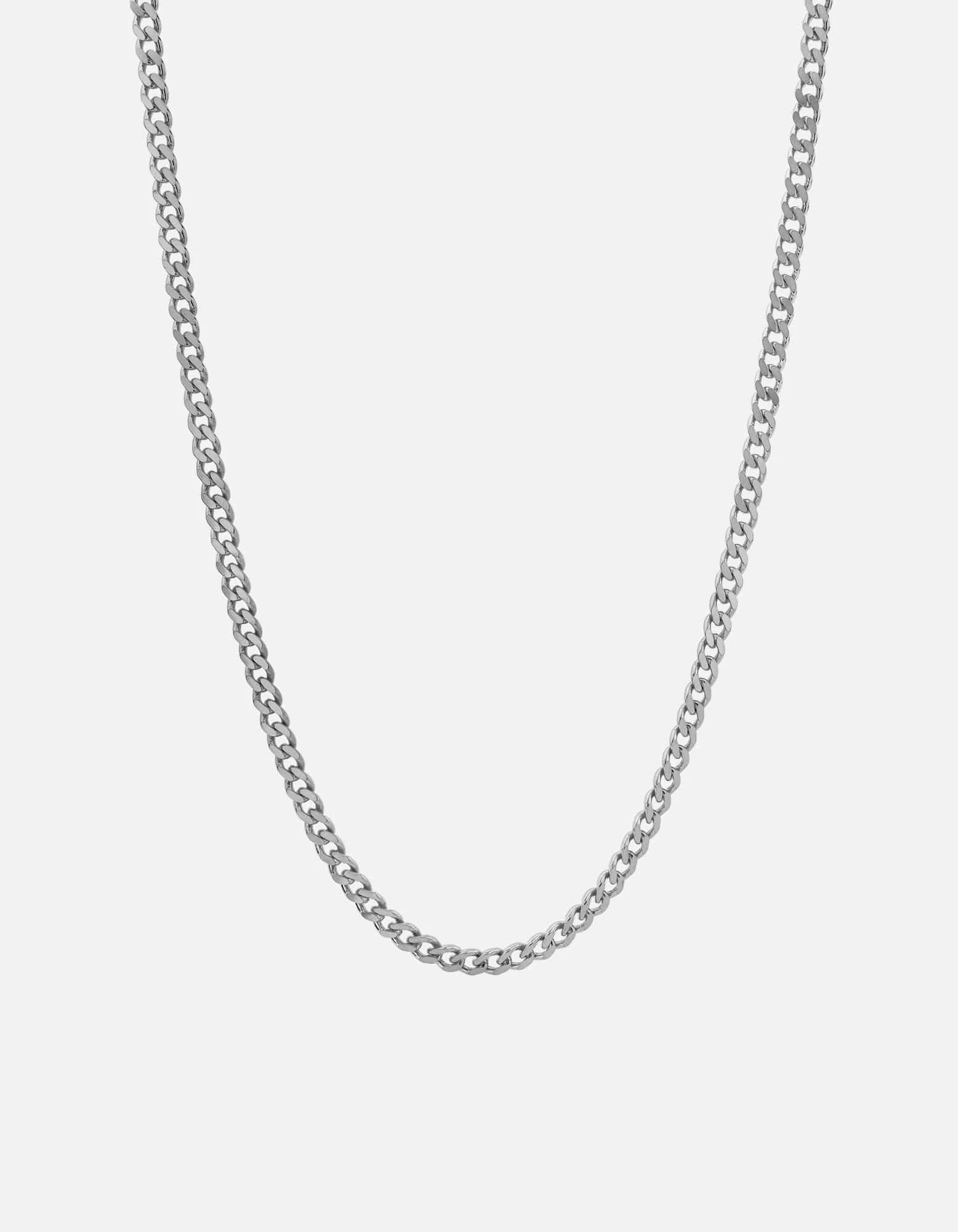 4mm Cuban Chain Necklace, Sterling Silver 3 4mm Cuban Chain Necklace, Sterling Silver