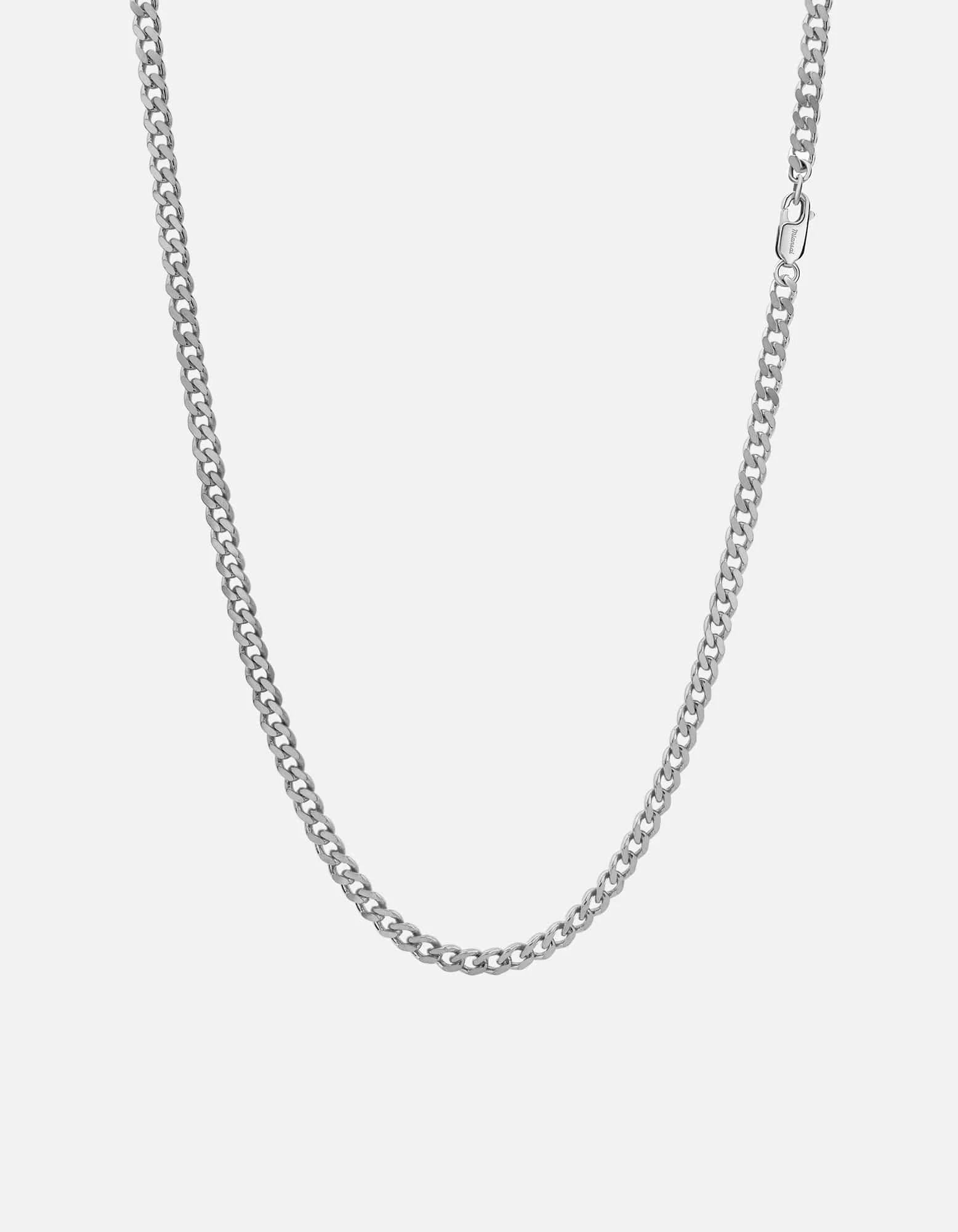 4mm Cuban Chain Necklace, Sterling Silver 4 4mm Cuban Chain Necklace, Sterling Silver - Image 2