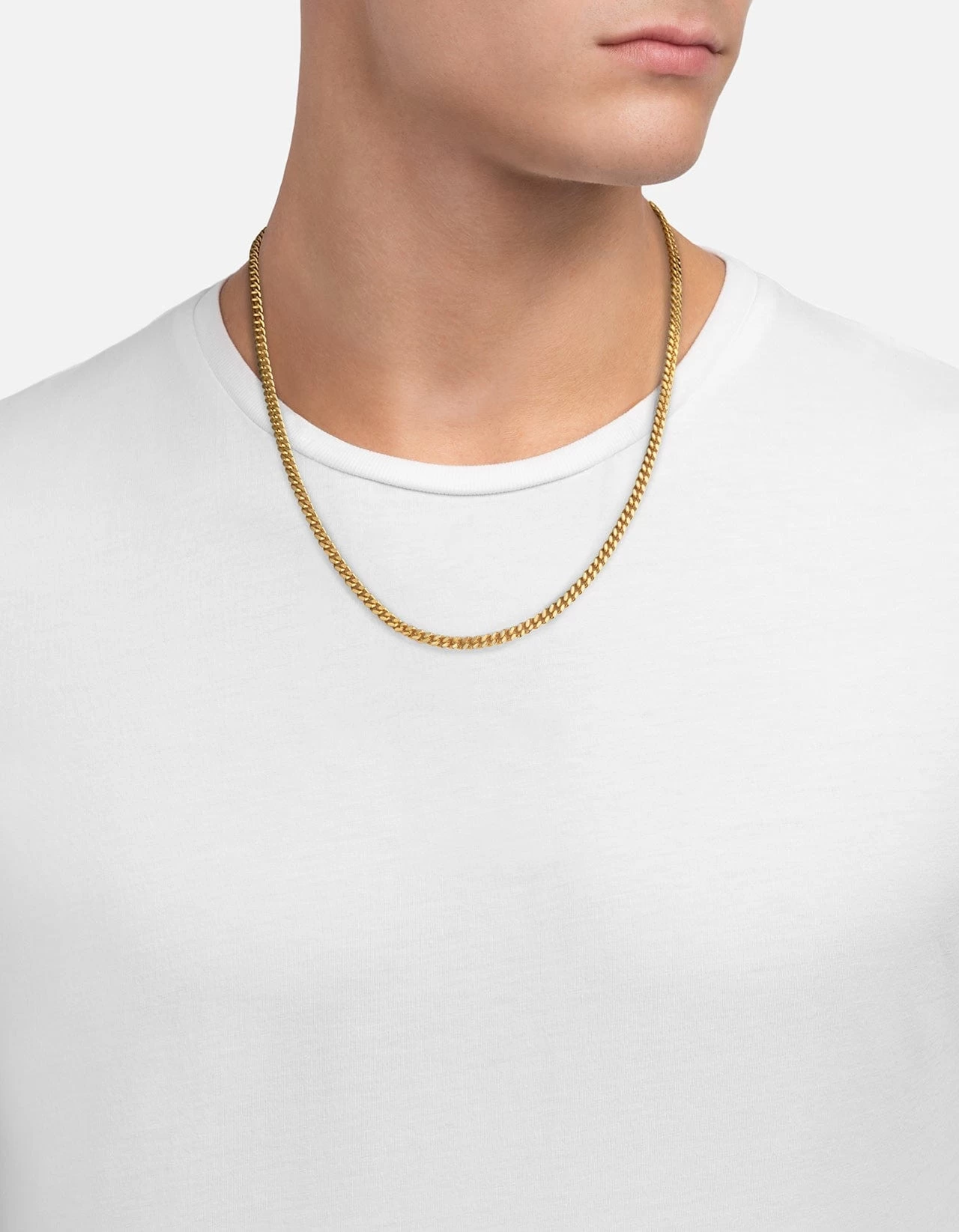 4mm Cuban Chain Necklace, Gold Vermeil 5 4mm Cuban Chain Necklace, Gold Vermeil - Image 3