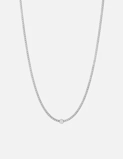 Eye Of Time Type Chain Necklace, Sterling Silver/Blue -Online Fashion Accessories 103 0502 color 1letterblue 02
