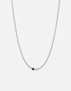 Eye Of Time Type Chain Necklace, Sterling Silver/Blue -Online Fashion Accessories 103 0502 color 2lettersblue 05