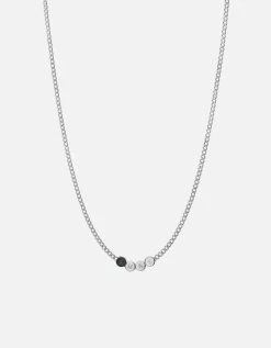 Eye Of Time Type Chain Necklace, Sterling Silver/Blue -Online Fashion Accessories 103 0502 color 3lettersblue 06