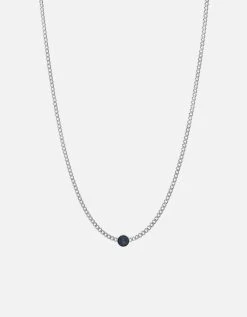 Eye Of Time Type Chain Necklace, Sterling Silver/Blue
