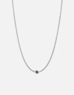 Opus Sapphire Type Chain Necklace, Sterling Silver/Black