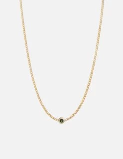 Opus Chalcedony Type Chain Necklace, Gold Vermeil/Green