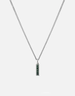 Slim Totem Agate Necklace, Sterling Silver