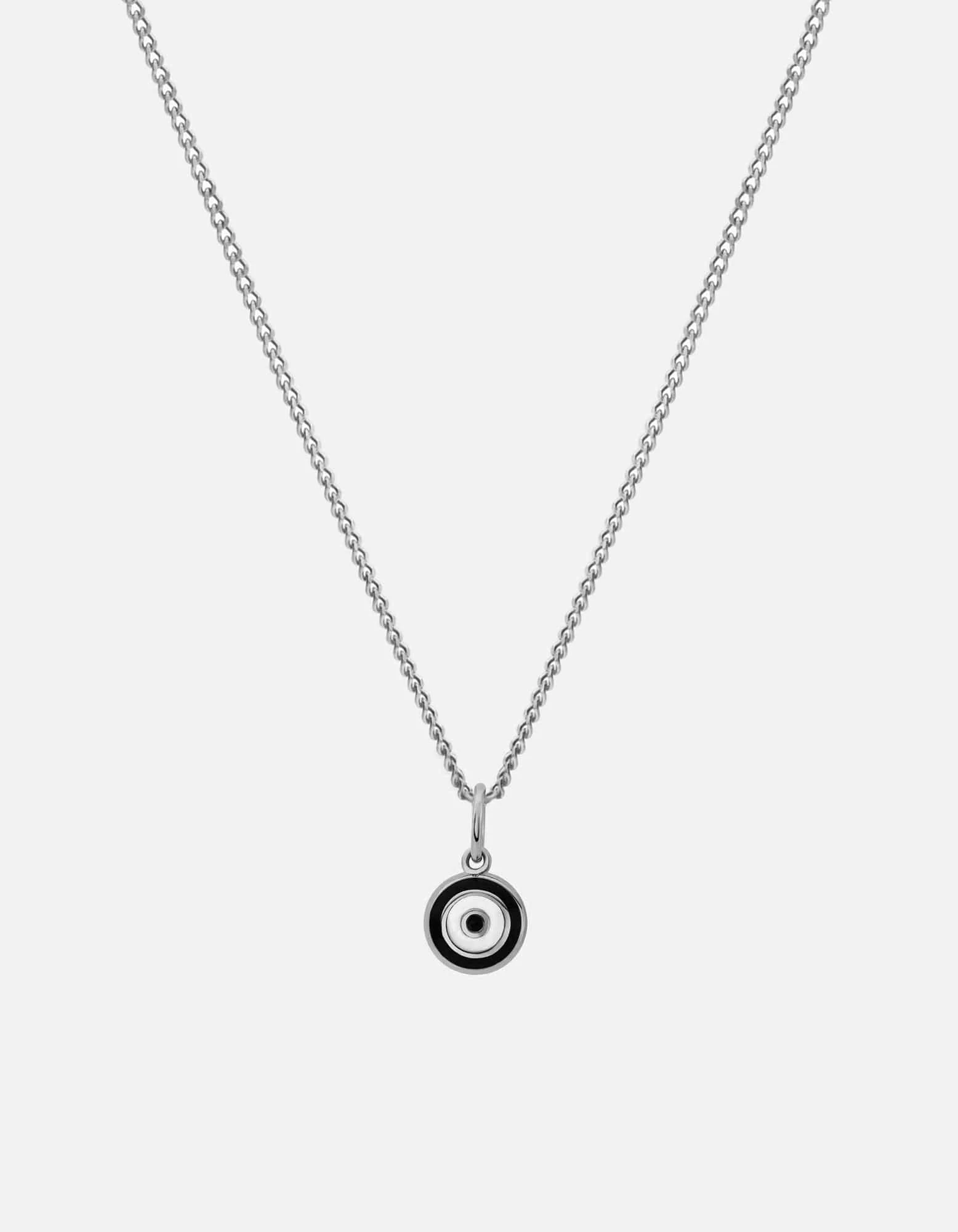 Ojos Necklace, Sterling Silver/Black 3 Ojos Necklace, Sterling Silver/Black