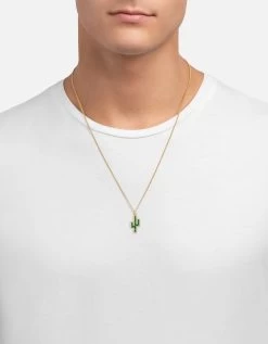 Cactus Onyx Necklace, Gold Vermeil -Online Fashion Accessories 103 0638 color green 04