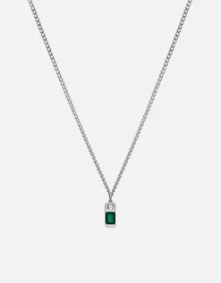 Everett Agate Necklace, Sterling Silver/Baguette Sapphire