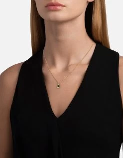Everett Quartz Necklace, Gold Vermeil/Baguette Sapphire -Online Fashion Accessories 103 0640 color green 03