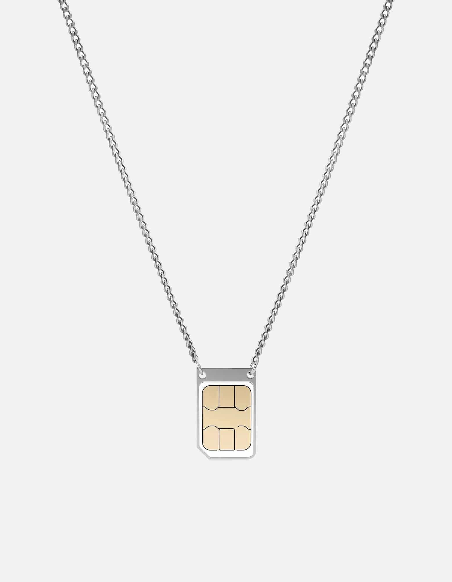 SIM Card Necklace, Sterling Silver 3 SIM Card Necklace, Sterling Silver