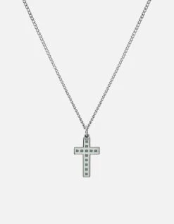 Cross Agate Necklace, Sterling Silver -Online Fashion Accessories 103 0695 color green 02