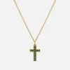 Cross Agate Necklace, Gold Vermeil -Online Fashion Accessories 103 0696 color green 01