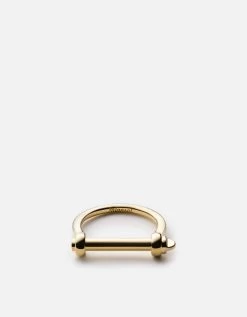 Thin Screw Cuff Ring, Gold Vermeil