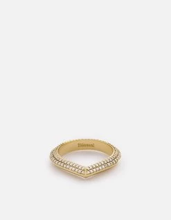 Angular Ring, 14k Gold Pavé