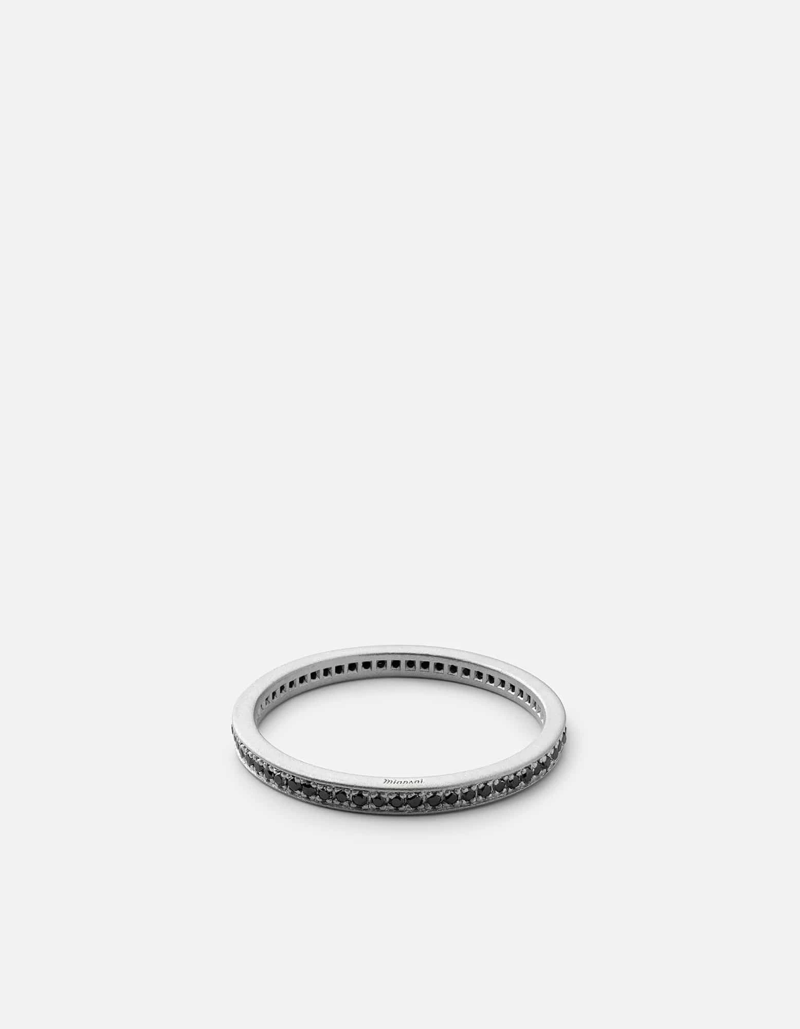 Eclipse Band Ring, Matte Silver/Black Diamonds 4 Eclipse Band Ring, Matte Silver/Black Diamonds - Image 2