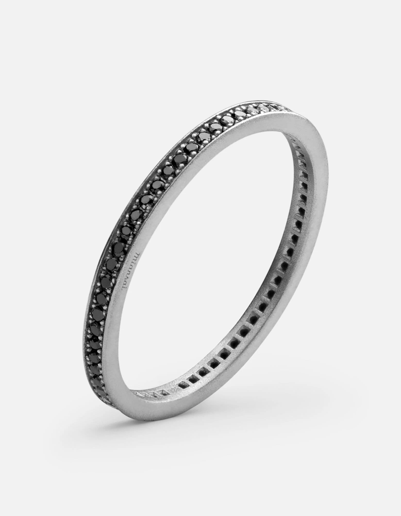 Eclipse Band Ring, Matte Silver/Black Diamonds 5 Eclipse Band Ring, Matte Silver/Black Diamonds - Image 3