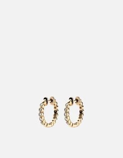 Cleo Huggie Earrings, 14k Gold Pavé