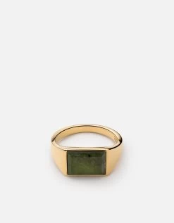 Lennox Jasper Ring, Gold -Online Fashion Accessories 104 0363 color 14kgoldgreen 01