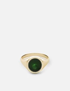 Solar Signet Ring, Gold Vermeil/Jasper Green
