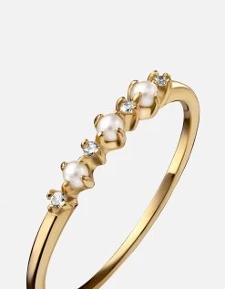 Simone Pearl Ring, 14k Gold Pavé 8 Simone Pearl Ring, 14k Gold Pavé -Online Fashion Accessories 104 0421 color polishedgoldwpave 04