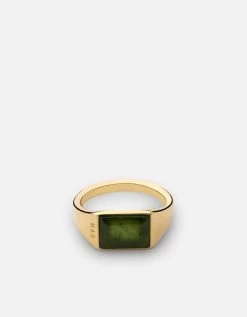 Slim Lennox Jasper Ring, Gold Vermeil -Online Fashion Accessories 104 0430 color green 04