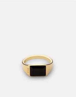 Slim Lennox Onyx Ring, Gold Vermeil -Online Fashion Accessories 104 0432 color black 04