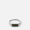 Thin Lennox Jasper Ring, Sterling Silver -Online Fashion Accessories 104 0440 color green 01