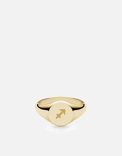 Astro Signet Ring, 14k Gold -Online Fashion Accessories 104 0504 color sagittariuspolishedgold 01
