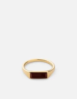 Thin Lennox Agate Ring, Gold Vermeil