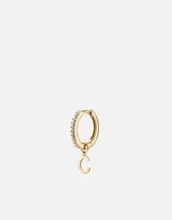 Alpha Huggie Earring, 14k Gold Pavé 26 Alpha Huggie Earring, 14k Gold Pavé -Online Fashion Accessories 105 0224 color cpolishedgoldwpave 01
