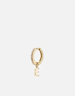 Alpha Huggie Earring, 14k Gold Pavé 30 Alpha Huggie Earring, 14k Gold Pavé -Online Fashion Accessories 105 0226 color epolishedgoldwpave 01