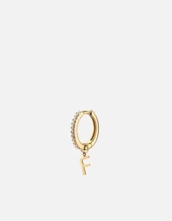Alpha Huggie Earring, 14k Gold Pavé 32 Alpha Huggie Earring, 14k Gold Pavé -Online Fashion Accessories 105 0227 color fpolishedgoldwpave 01
