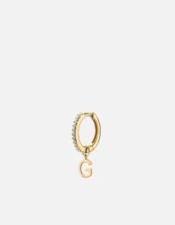 Alpha Huggie Earring, 14k Gold Pavé 34 Alpha Huggie Earring, 14k Gold Pavé -Online Fashion Accessories 105 0228 color gpolishedgoldwpave 01