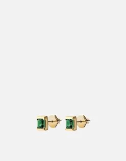 Valor Quartz Stud Earrings, Gold -Online Fashion Accessories 105 0328 color green14kgold 01