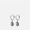 Ojos Huggie Earrings, Sterling Silver/Black