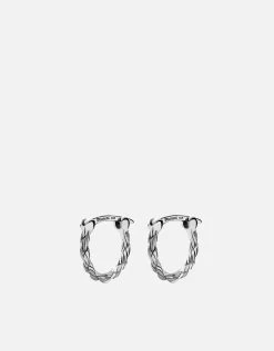Slim Rope Huggie Earrings, Sterling Silver
